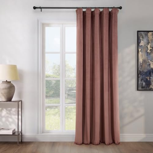 HPD Half Price Drapes Heritage Plush Velvet Curtains 108 Inches Long Room Darkening Curtains for Bedroom & Living Room 100W x 108L, (1 Panel), Wild Rose