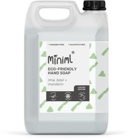 Miniml Hand Soap Wash Liquid 5L Refill - Lime, Basil & Mandarin Infused Hand, Skin & Body Wash Gel for Soft and Sensitive Skin Care - 100% Vegan & Cruelty Free