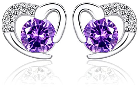 CCAIPU S925 Sterling Silber Ohrringe, Weihnachtsbaum Ohrringe, Weihnachtsschmuck, S925 Silber Ohrringe Ohrstecker (Lila)