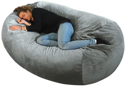 bananair Sitzsack XXL mit Füllung für Kinder und Erwachsene, 160 x 90 x 60 cm - Weich und Bequem - Maschinenwaschbarer Bezug - Sitzsack Sofa (Grau)