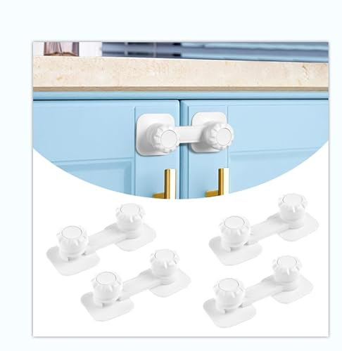 NewBinn 4 Pezzi Blocca Cassetti Sicurezza Per Bambini, solido Blocca Cassetti con 3M Adesivo, Bambini Chiusure Sicurezza per Cucina a Cassetti Armadie Frigoriferi
