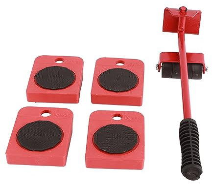 5 teiliger Möbel Mover Lifter Kit 100 x 80 mm Möbelwagen mit Heber, 200kg Tragfähigkeit Leicht Bewegliches Rollen Transportieren System für Möbel und Geräte