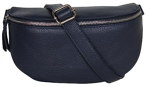 AmbraModa GLX1 - Damen Herren Unisex kleine Hüfttasche Gürteltasche Bauchtasche Umhängetasche aus Echtleder (Dunkelblau)