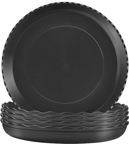 Hossejoy 5 Packs Plastic Plant Saucer Drip Trays, Durable 30cm Plant Saucer Tray, Plant Plate Water Catcher for Planter Base, Plant Pot Saucers for Indoors, Outdoors, Garden, Potted Plants (Black)