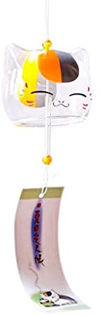 Tiuimk Carillon éolien en verre MingMi Jaune Motif chat 6,5 x 6 cm