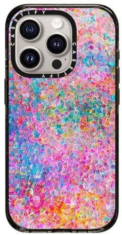 CASETiFY Impact Case for iPhone 15 Pro [4X Military Grade Drop Tested / 8.2ft Drop Protection/Compatible with Magsafe] - My Neon Summer - Clear Black