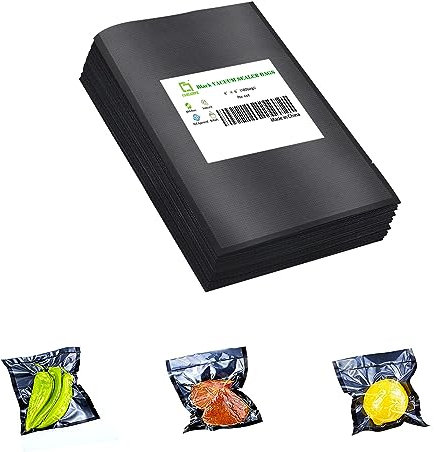 CANLENPK 4x6 Inch/10x15cm Small Black Back and Clear Front Vacuum Sealer Bags,Food Storage Bag,Seal Meal Snack Fruit Nut,Boil Steam Heat Freeze,Commercial Grade Heavy Duty Sealable Bags (100PCS)