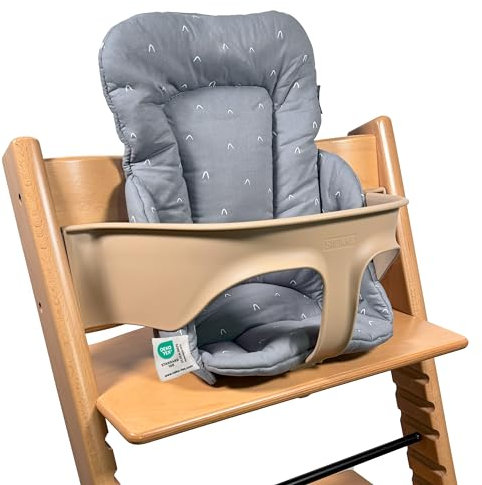LaLoona Sitzverkleinerer für Hochstuhl Stokke Tripp Trapp - weiches Baby Sitzpolster aus Baumwolle, OEKO-TEX Standard 100 geprüft und maschinenwaschbar, gemustert - Grau