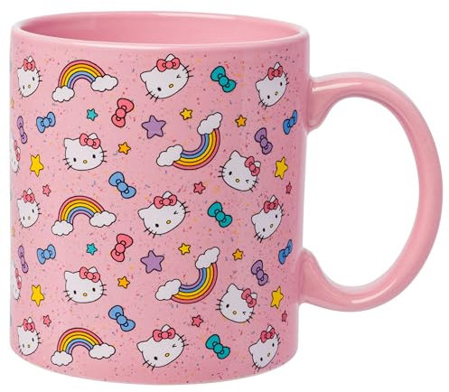 Silver Buffalo Sanrio Hello Kitty Whimsical Pastel Mug with Stars, Rainbows, and Bows, 20 Ounces