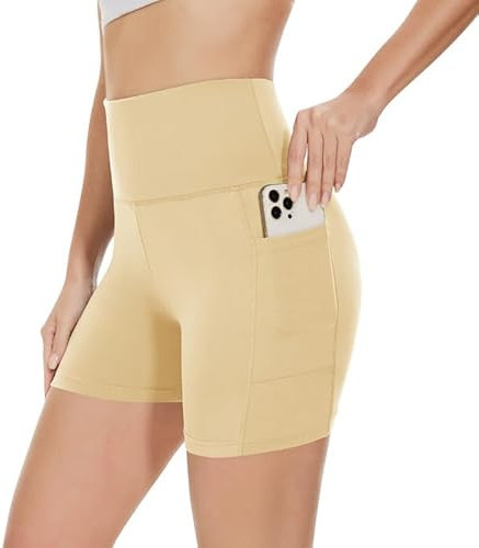 Gayhay Radlerhose Damen Kurze Shorts Sporthose Leggings Blickdicht High Waist Shorts Hotpants Sommerhose für Yoga Hautfarbe,S-M