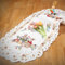 Ostern Tischläufer-Tischdecke Weiß mit Häschen Narzissen Stickerei Polyester ca. 40x90 cm