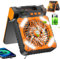 Clemas Ventilatore da campeggio ad energia solare con luci, alimentato a batteria, lanterna a LED, 10000 mAh, 10400 mAh, ricaricabile, per tende ventilatore per casa e attività all'aperto - Rimani