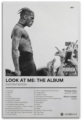 Szzmyo Xxxtentacion Poster Look at Me The Album, dekoratives Gemälde, moderne ästhetische Leinwandposter, Schlafzimmer, Kunst, Wohnzimmer, Dekoration, Poster, 30 x 45 cm, ungerahmter Stil