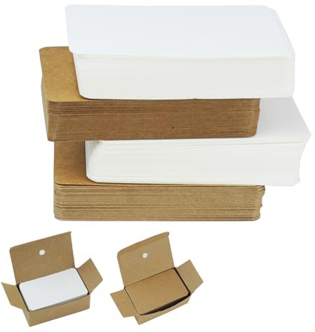 YUUTIAL Blanko Kraftpapier Papier Karten 200 Stk, Visitenkarten Lernkarten Memory Karten für EinladungsbriefGeschenketiketten -9 x 5.3cm (Braun und Weiß)