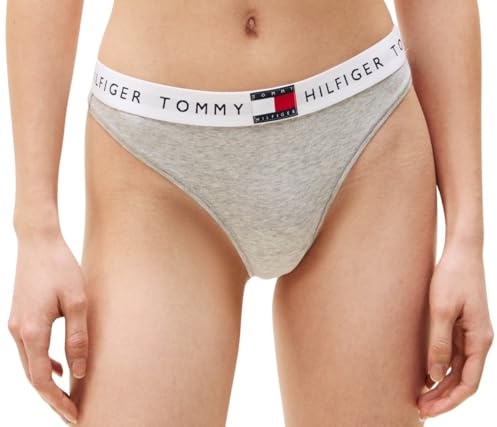 Tommy Hilfiger Damen String Classic mit Logobund, Grau (Light Grey Heather), L