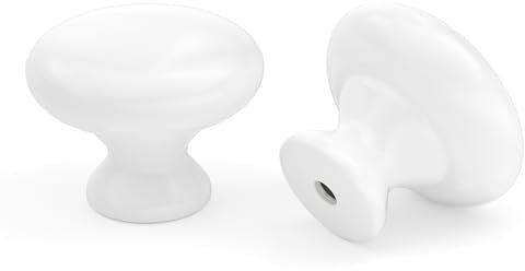 goldenwarm 10 Pack Drawer Knobs White Cupboard Door Knobs, Single Hole Drawer Handles, 33mm Round Mushroom Shape