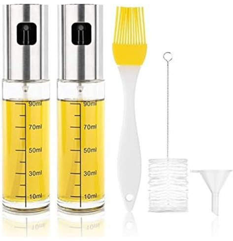 Vaporisateur spray d'huile d'olive vinaigre sauce soja jus de citron - Pulvérisateur bouteille flacon en verre bouchon acier inoxydable pour cuisine saine friteuse salade Barbecues plancha camping