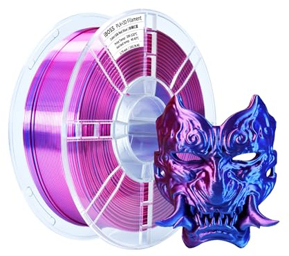 iBOSS Silk PLA Filament 1.75 mm zweifarbiges 3D-Drucker filament,glänzendes PLA Filament,Dual Color 1kg Spule (2,2 lbs),Seide Rot-Blau