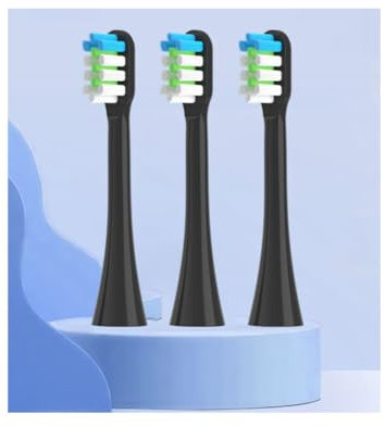 10er Pack Ersatzbürsten für Lächen, Medium Borste Zahnbürstenkopf, Kompatibel mit Olybo und Lächen Ultraschall Elektrozahnbürste, Zahnbürste Weich für RM-T8 / H9 / 051B / T5, S131 (Schwarz, L)