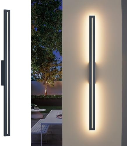 K-Bright Lange Wandleuchte Aussen/Innen Modern Wandlampe Warmweiß 3000K, IP54 Wasserdicht Außenwandleuchte Für Gärten, Terrassen, Wohnzimmer, Korridor, Treppen, 100CM / Anthrazit