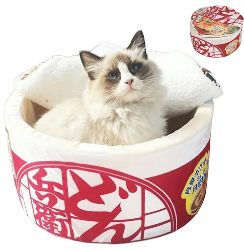ZHUIYIWIN Katzenhöhle, Katzenbetten, Kuschelhöhle für Kätzchen, Bequemer Schlafplatz für Katzen Welpen, Plüsch Haus Indoor (Rot, S)