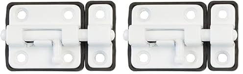 Amig - Verrou à pêne pour portes Mod.383 | 38 x 34 mm | Loquet de sécurité avec base en plastique | Pour fermeture horizontale | En acier finition blanche | Inclut des vis à bois (Lot de 2)