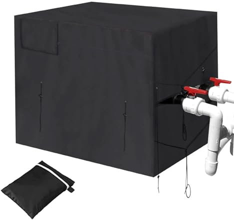 YipuVR Pool Heater Cover, 210D Heavy Duty Oxford Cloth Heat Pump Cover, PVC Coated Waterproof and UV Resistant Winter Swimming Pool Heat Pump Covers for Outside Units, Dustproof, Snowproof, Windproof