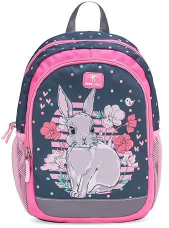 Belmil Kindergartenrucksack mit Brustgurt und Namensschild für 3-6 Jährige/Krippenrucksack Kindergartentasche Kindertasche (Bunny 2)