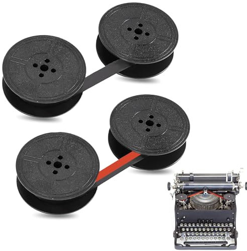 2 Stück Doppelpack Farbband für Schreibmaschine, 7Meter Nylon Typewriter Farbband, Schreibmaschinen Ersatzpackung,Schreibmaschinenband Kompatibel mit Modellen DIN 2103 32755 - Rot Schwarz + Schwarz