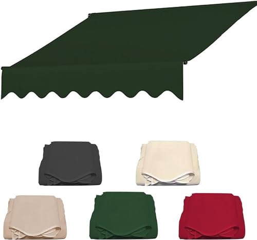Balkon-Klemmmarkise, höhenverstellbar, wasserdicht, 280 g, Polyester, für Garten, Terrasse, Grün, 3,5 m