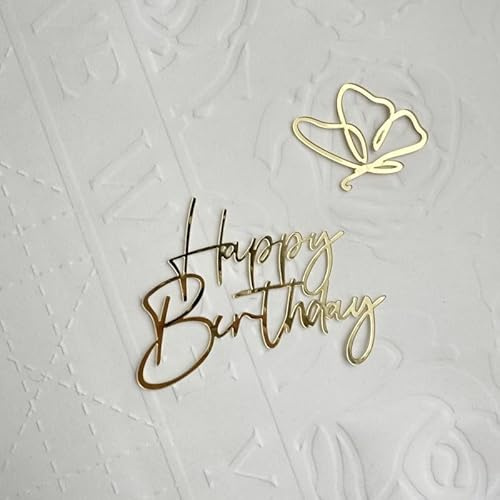 AILEXI 2 Stück Acryl-Glitzer-Kuchendekoration – Happy Birthday Schmetterling-Set A801