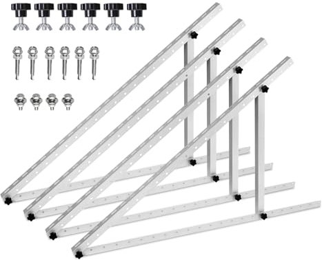 4 x 114 cm Support Panneau Solaire, Pied de Panneau Solaire Orientable, Réglable de 0° à 90°, 45 Pouces Support Mural Panneau Solaire, Support Universel Pour Panneau Solaire 100W-600W Toit Plat Avec
