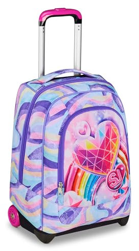 SJ GANG STYLE JAM GANG Trolley für die Schule, Lila, 2 in 1, doppelter Verwendungszweck, Trolley und Rucksack, Rucksack für die Grundschule, Mädchen, Lila, Taglia unica, Modern