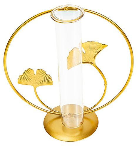 ifundom Supporto fiore idroponico Vaso fiore idroponico vaso trasparente provetta vegetale tubo per composizioni floreali Vaso del tubo dello stelo floreale Metallo D'oro
