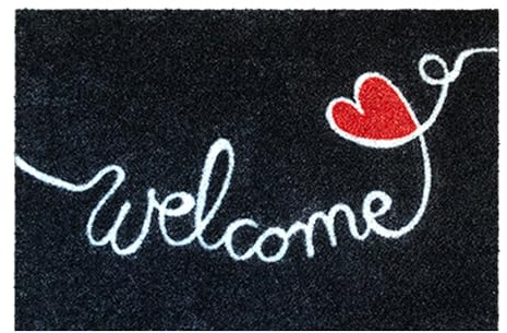 Akzente Listen Lovely Welcome Fußmatte, 50 x 70 cm, Polyamid, TPE Rückseite, rutschfest, trittschälldämmend, Schmutzfänger, PVC-frei