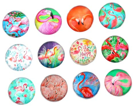 VALICLUD 24 Stück Magneten für Kühlschrank Glasmagnete in Flamingo Form Dekorative Kühlschrankdekoration für Zuhause und Büro Kreativ und Praktisch Zufälliger Stil