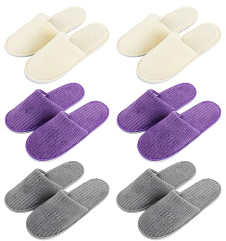 BORDEAG Lot de 6 pantoufles d'hôtel pour invités, pour voyage, salon, maison, spa, maison, hôtel, 28 x 11 cm