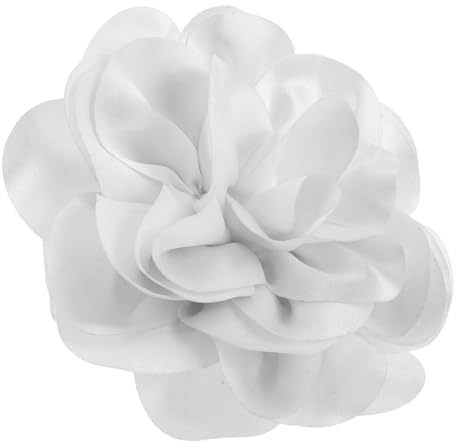 Abaodam Broche de Banquet en Tissu Satinée 20 Cm Blanche Broche Fleur Oversize pour Tenue de Mariage et Soirée Accessoire Bijou Décoratif Élégant pour Femme Fleurie