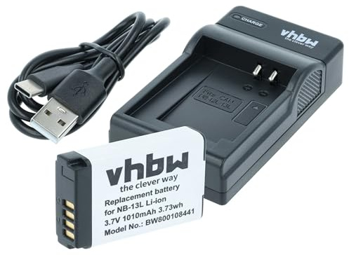 vhbw Ladezubehör-Set kompatibel mit Canon PowerShot SX730 HS | SX730HS, SX740HS, SX740 HS Kamera - 1x Ladegerät, 1x Akku