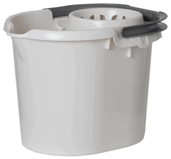 M1SS 16L Litre Mop Bucket with Removable Wringer for Floor Cleaning - Easy Grip Carry Handle with Pouring Spout - Commercial and Household Use (Snow White)
