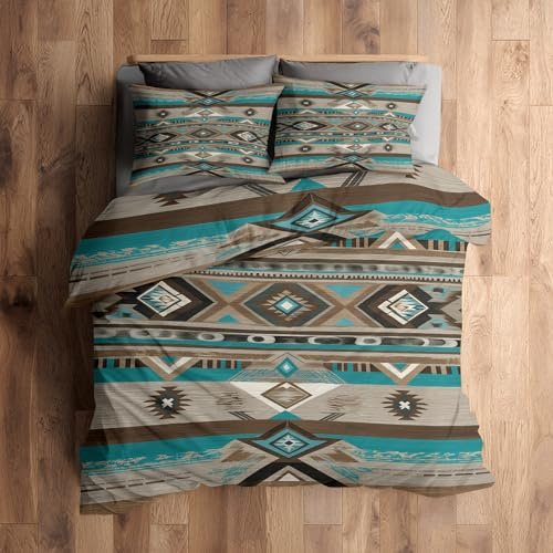 zcwl Azteken Bettwäsche 135x200 2tlg, Westlich Wendebettwäsche und 1 Kissenbezüge 80x80, Weiche Mikrofaser Bettbezug mit Reißverschluss, Schlafzimmer Deko, Geschenke 7F94z
