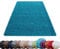 HomebyHome Shaggy Teppich Wohnzimmer 140 x 200 cm - Shaggy Teppich Hochflor Türkis Extra Weich und Flauschig - Waschbarer Langflor Teppiche für Schlafzimmer, Küche, Flur - Carpet, Halı, Kilim
