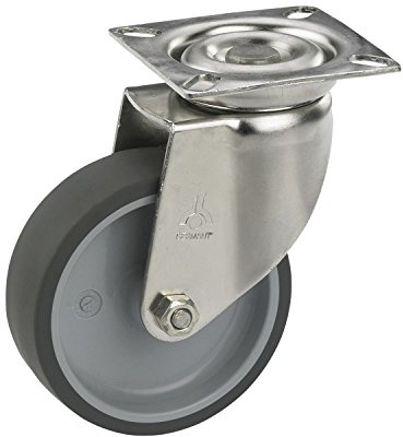 Dörner + Helmer 770160 Lenkrolle mit TPE Lauffläche 50 x 18mm/Platte 55 x 55mm, ohne Feststeller