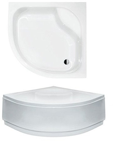 VBChome receveur de douche acrylique receveur de douche 80 x 80 cm assise quart de cercle DIPER I avec tablier profond R55 + garniture de vidage 50 receveur de douche d'angle