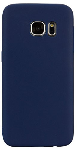 cuzz Schutzhülle für Samsung Galaxy S6 Edge (5,1 Zoll) + (1 Stück Displayschutzfolie aus Hartglas), einfarbig, Premium, flexibel, Silikon, TPU, dünn, ultradünn, rutschfest, Dunkelblau