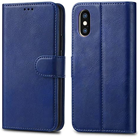Apple iPhone XR 6.1 Cases - Premium Wallet Leather Flip Case Cover For iPhone XR 6.1 [Card Holder] [Magnetic Closure] (Blue)