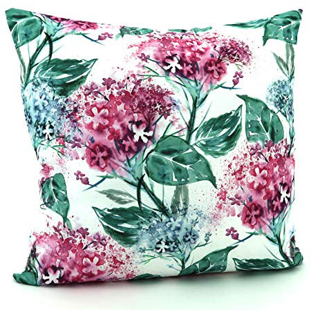 heimtexland ® Outdoor Kissen Lotus Effekt Gartenkissen schmutz- und wassabweisend Kissenhülle 40x40 Aquarell Blumen Lila Typ640