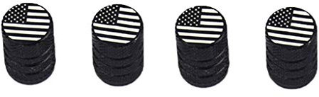 H HILABEE 4Pcs Auto Motorrad Ventilkappen Ventil Stielen Staub Krone Muster Auto Rad Reifen Ventilkappe, USA Flagge/Fahne - Schwarz