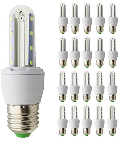 E27 220V Mais Lampe 3W LED U-förmige Energiesparlampe Lampe, Schraube Mund Super helle ,Geeignet für Beleuchtung Indoor Lichtquelle Einzelne Lampe Kaltweiß 6000k(20 Stück)