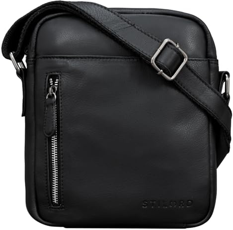 STILORD “Kennedy” Borsa a Tracolla Piccola Uomo Borsello Vintage in pelle Casual per Tablet 8,4 Pollici Libri A5 Colore:nero